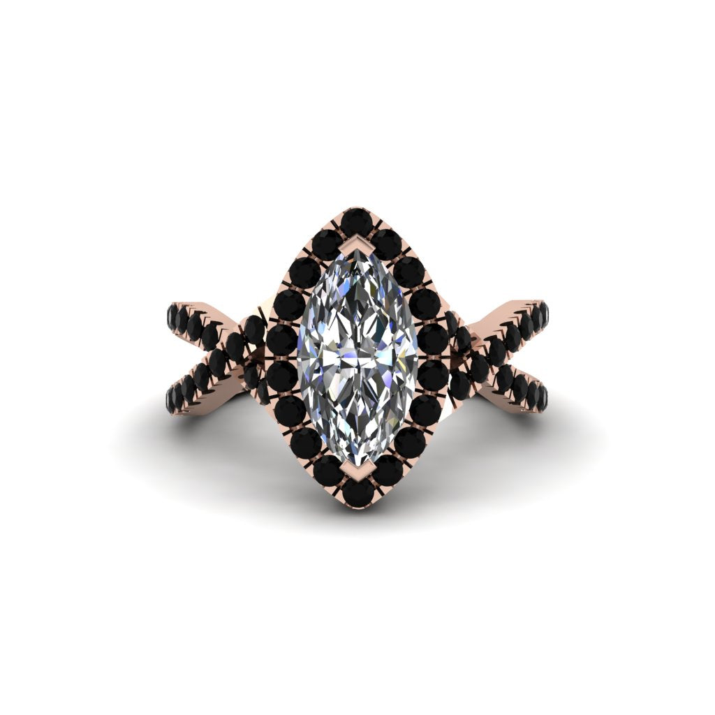 Diamond Marquise Split Shank Engagement Ring - Carly No. 32