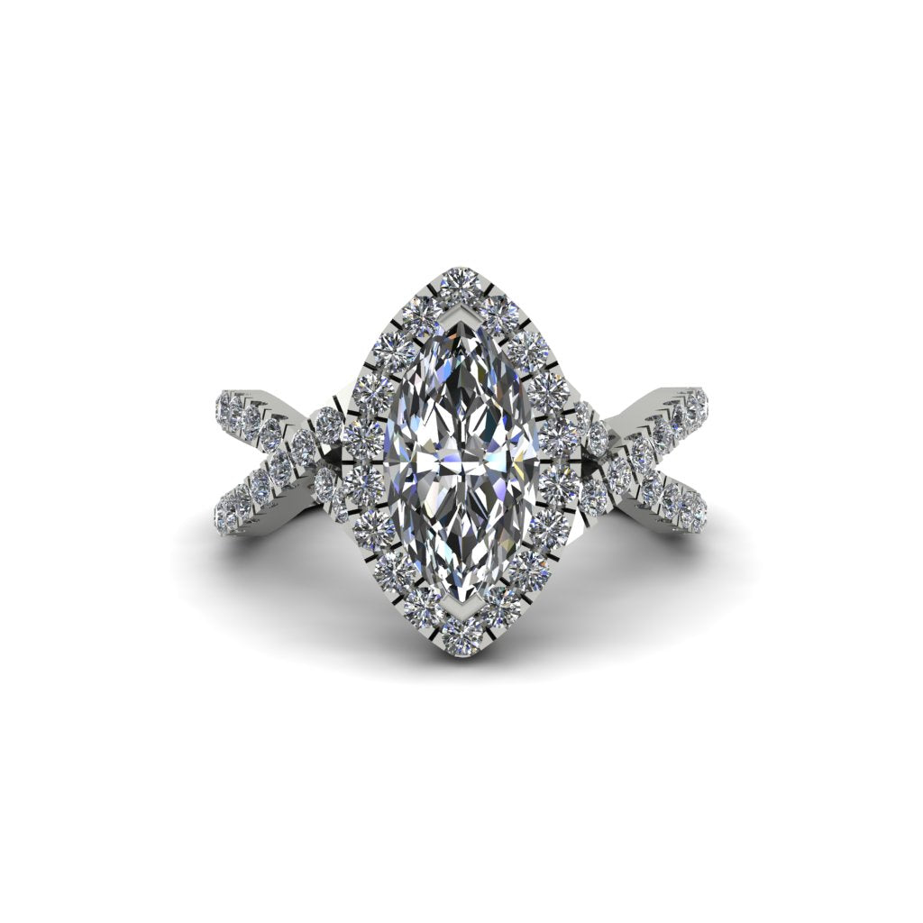 Diamond Marquise Split Shank Engagement Ring - Carly No. 3