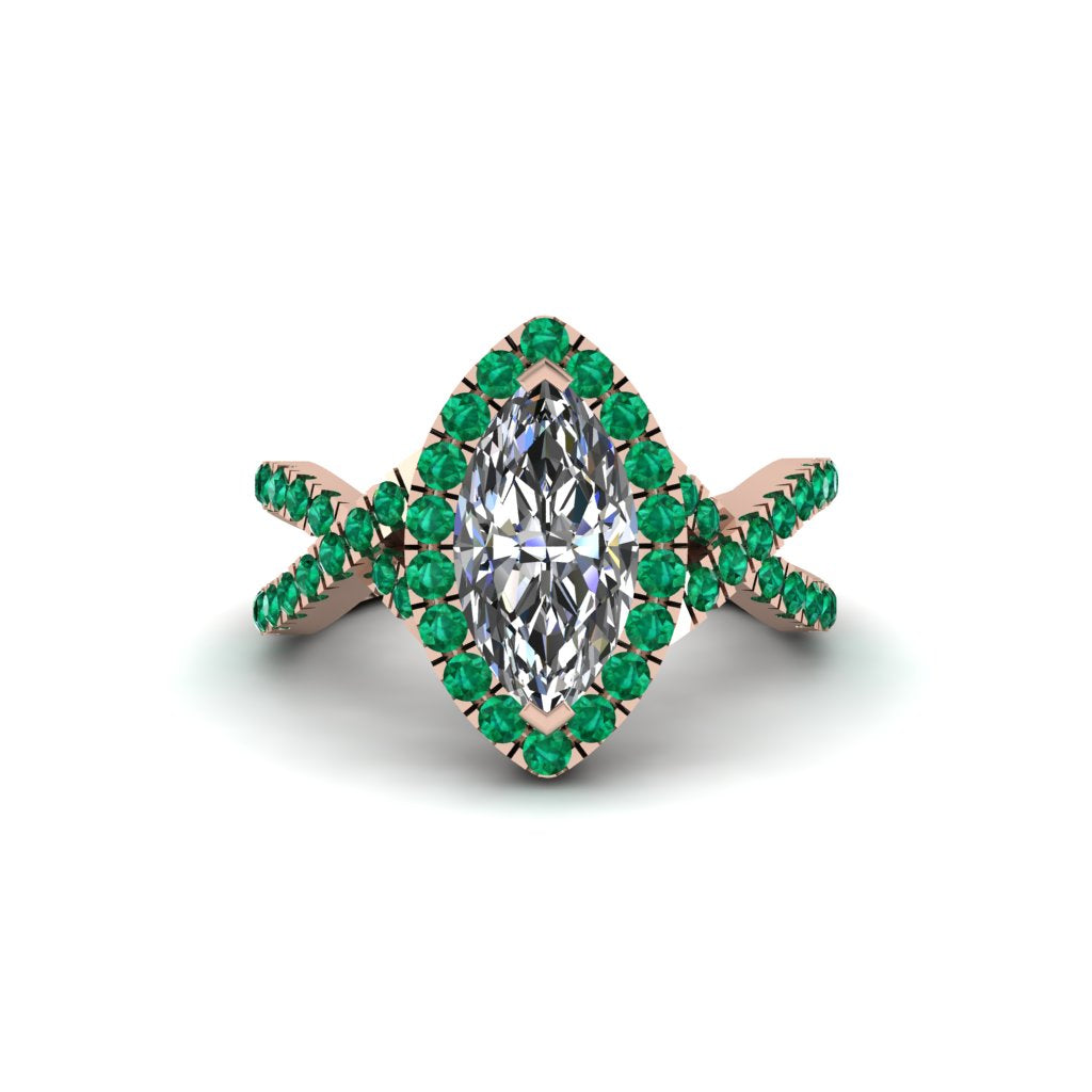 Diamond Marquise Split Shank Engagement Ring - Carly No. 17