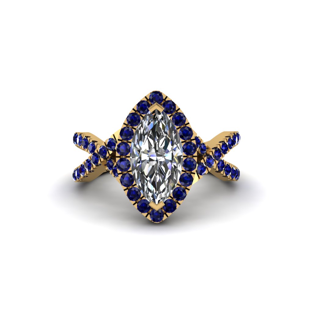 Diamond Marquise Split Shank Engagement Ring - Carly No. 61