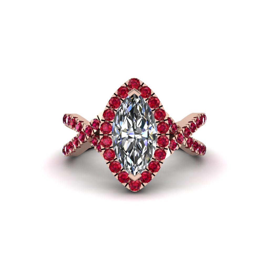 Diamond Marquise Split Shank Engagement Ring - Carly No. 47
