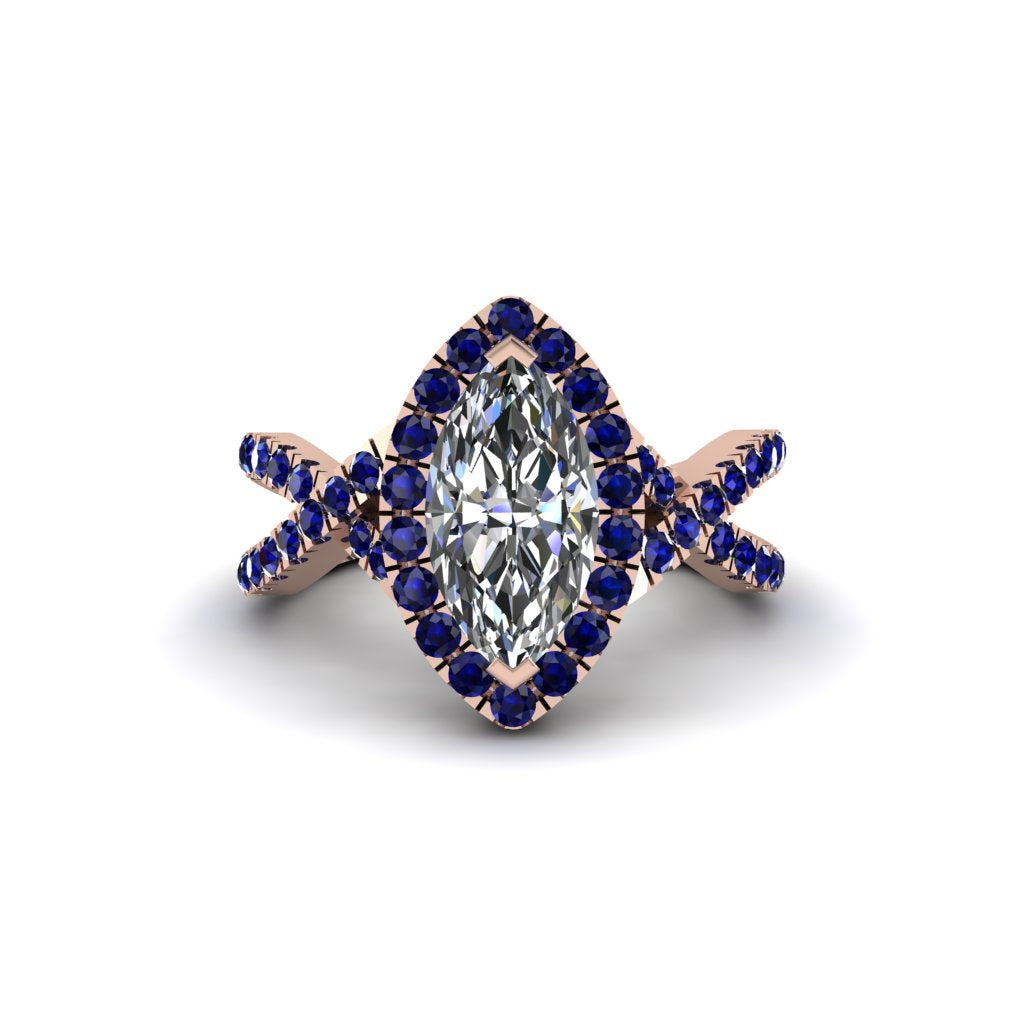 Diamond Marquise Split Shank Engagement Ring - Carly No. 62