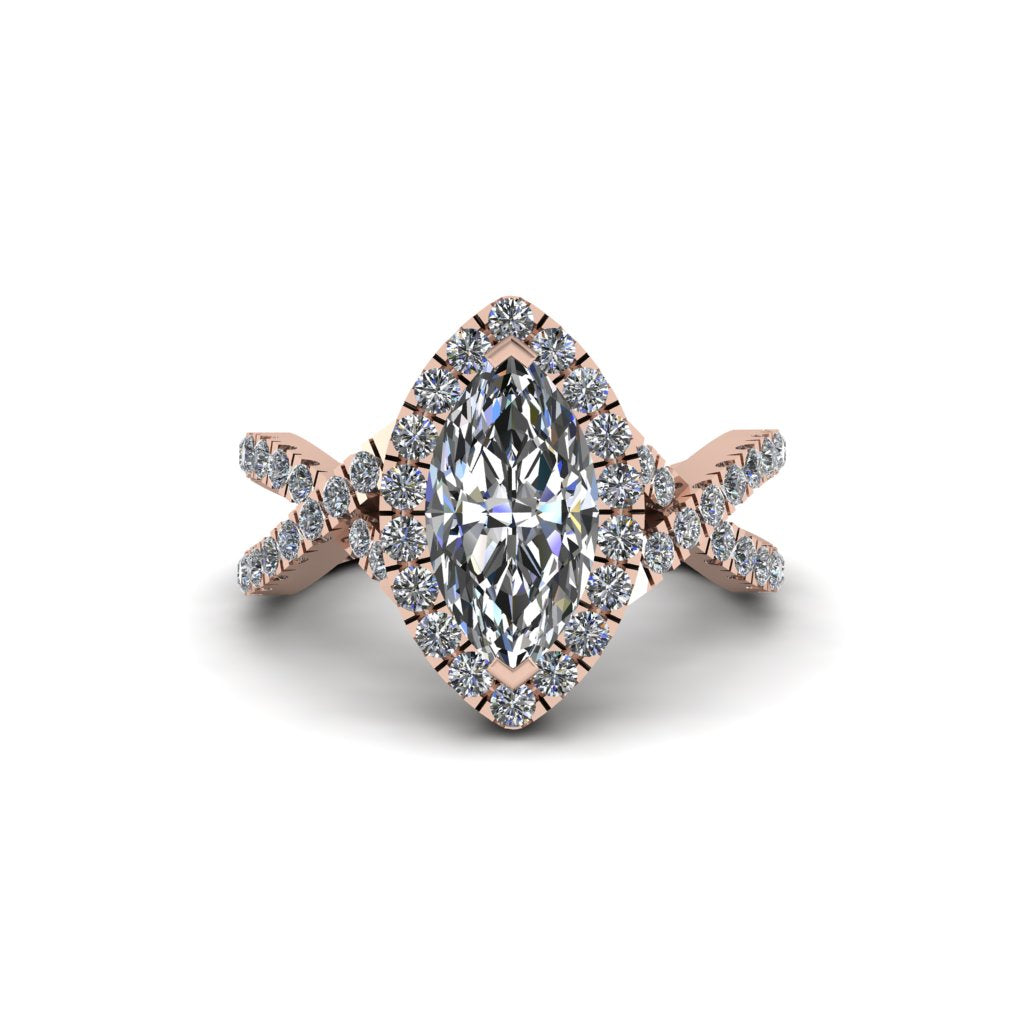 Diamond Marquise Split Shank Engagement Ring - Carly No. 2