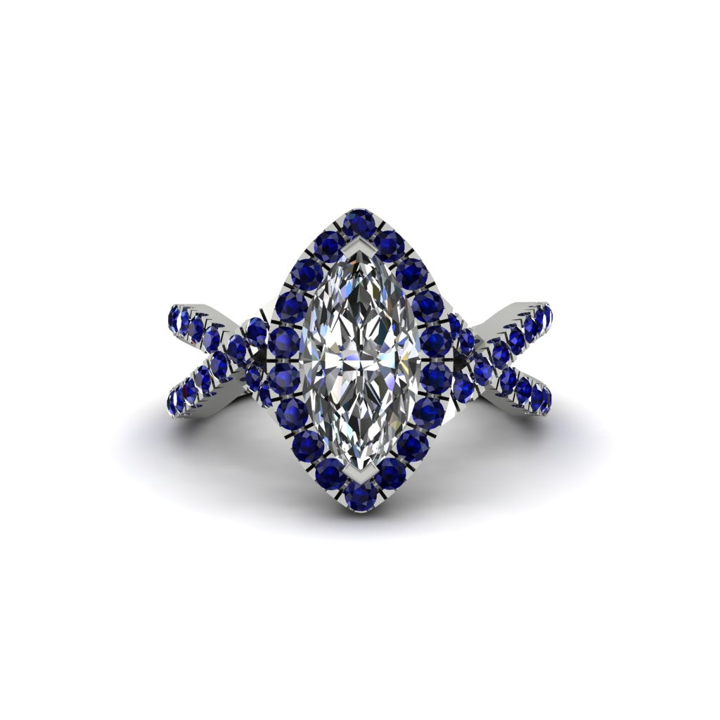 Diamond Marquise Split Shank Engagement Ring - Carly No. 63