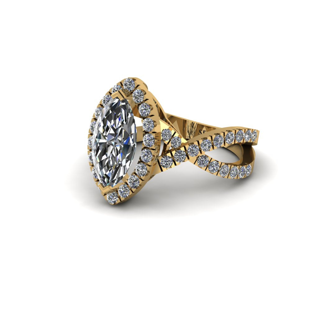 Diamond Marquise Split Shank Engagement Ring - Carly No. 1