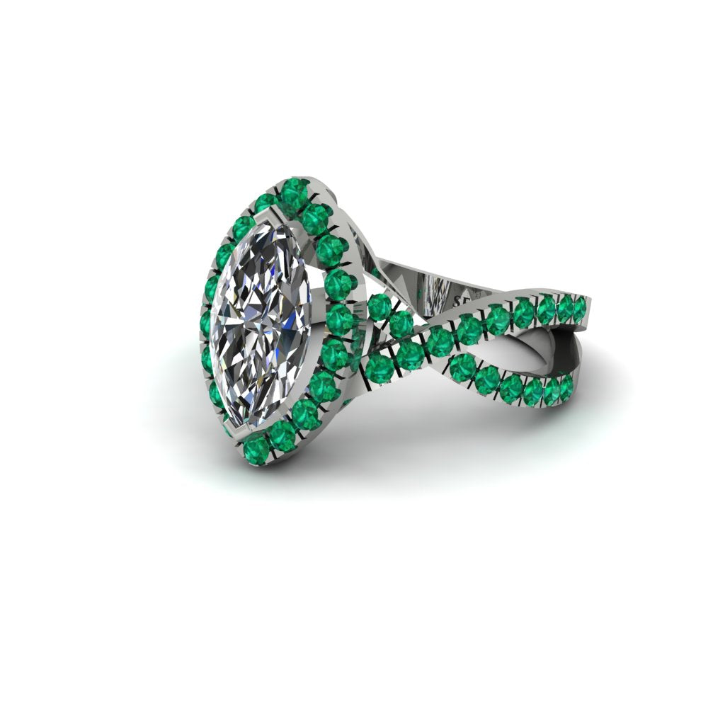 Diamond Marquise Split Shank Engagement Ring - Carly No. 18