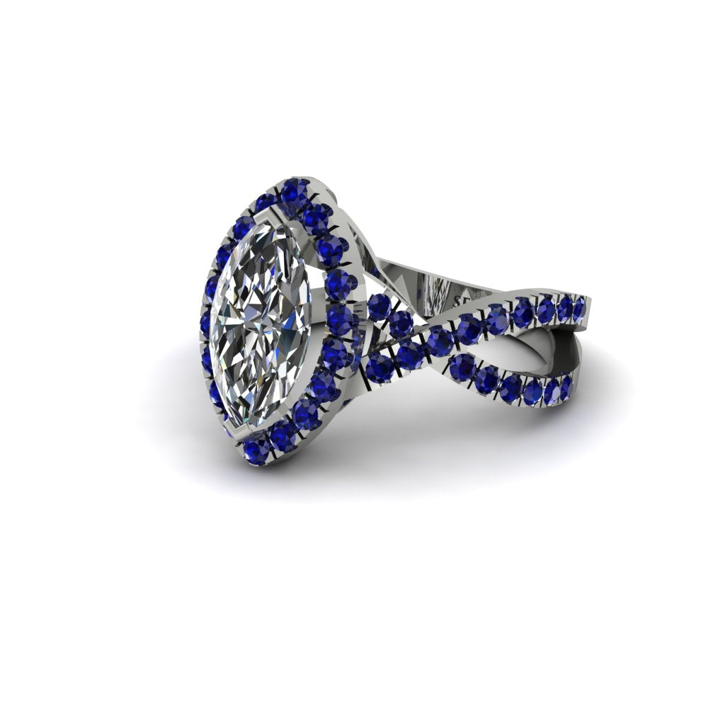 Diamond Marquise Split Shank Engagement Ring - Carly No. 63