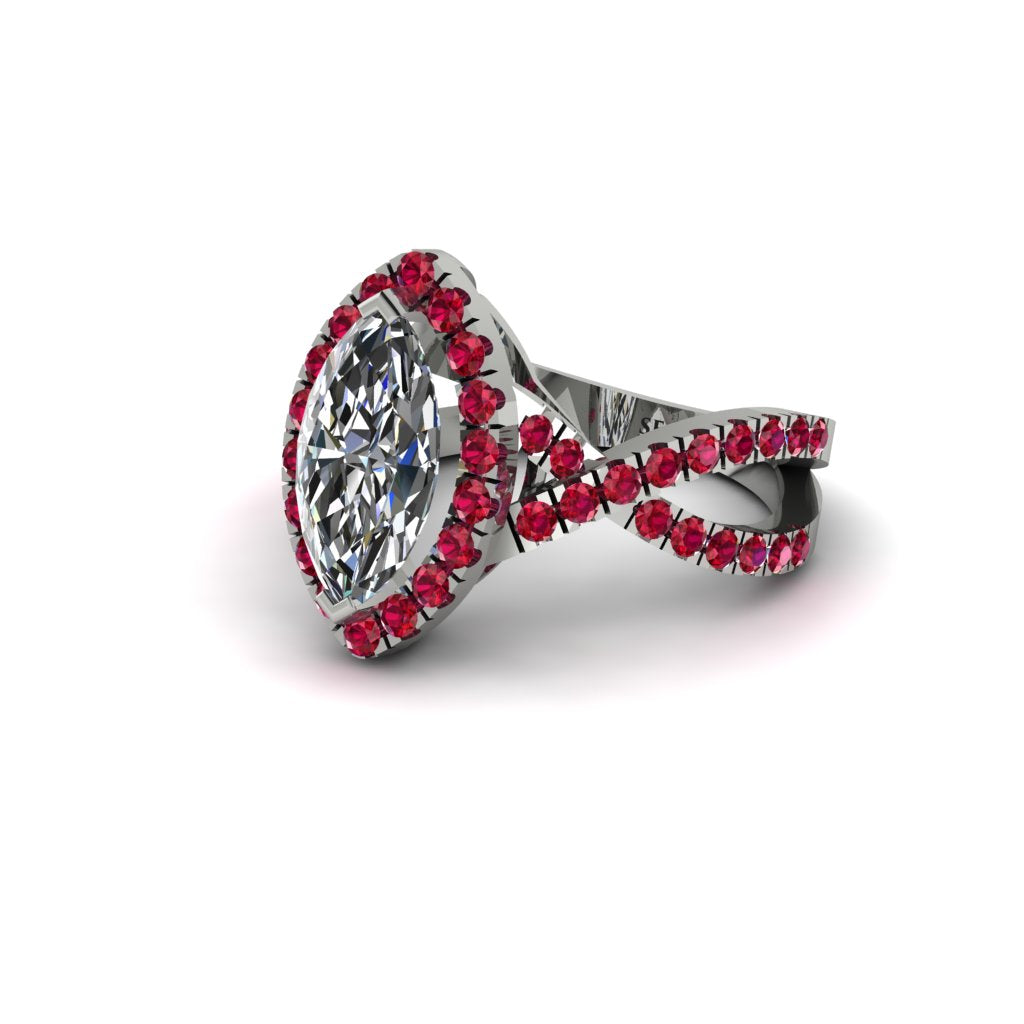 Diamond Marquise Split Shank Engagement Ring - Carly No. 48