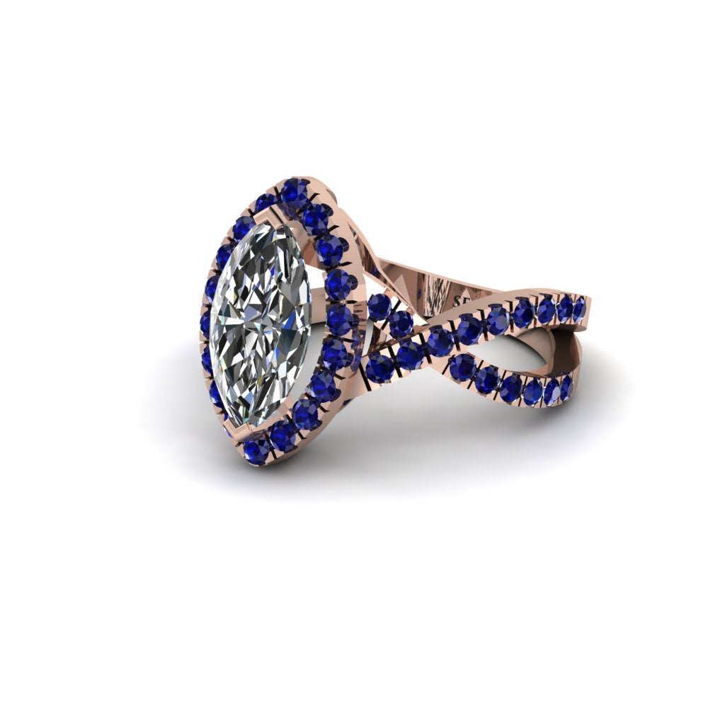 Diamond Marquise Split Shank Engagement Ring - Carly No. 62
