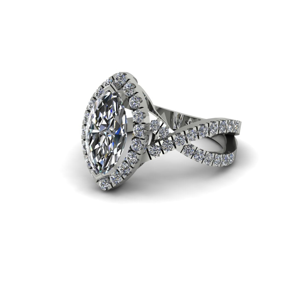 Diamond Marquise Split Shank Engagement Ring - Carly No. 3