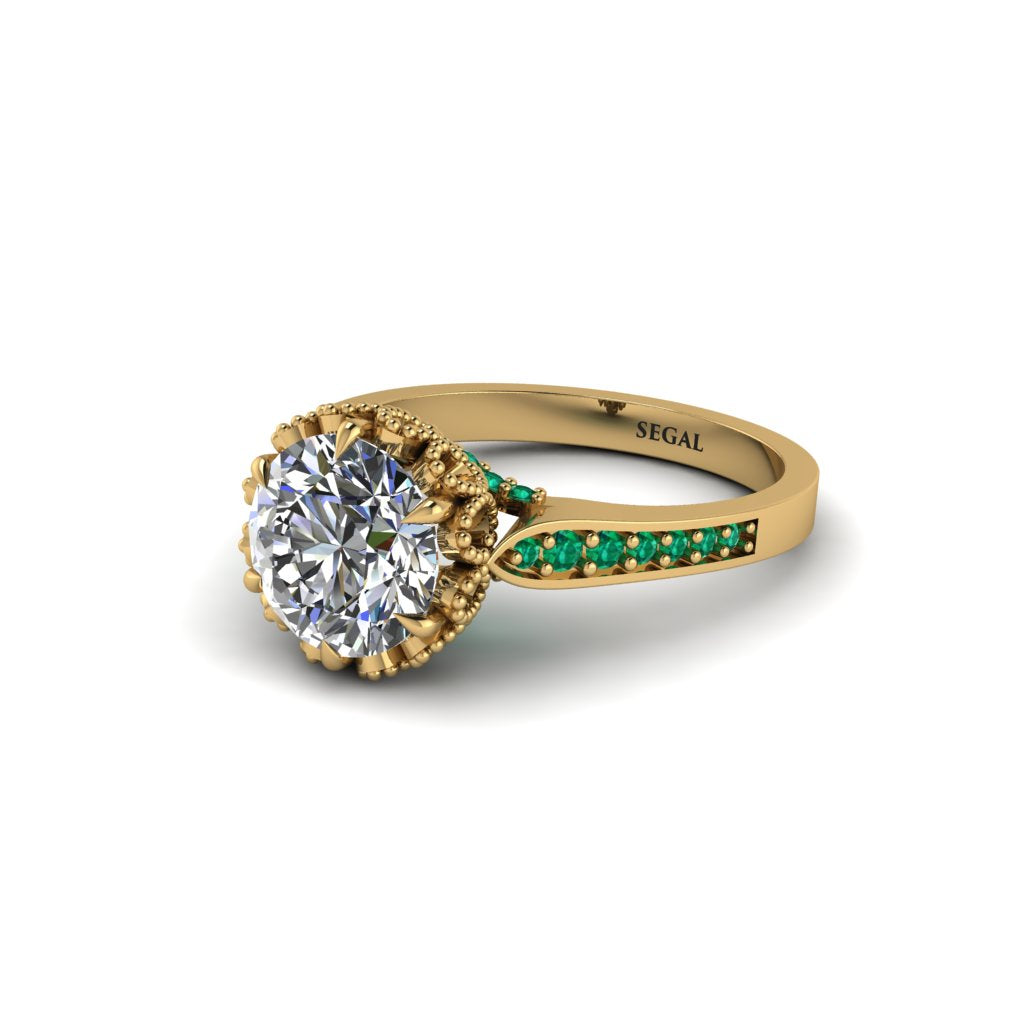 Diamond Milgrain Engagement Ring - Yara No. 16