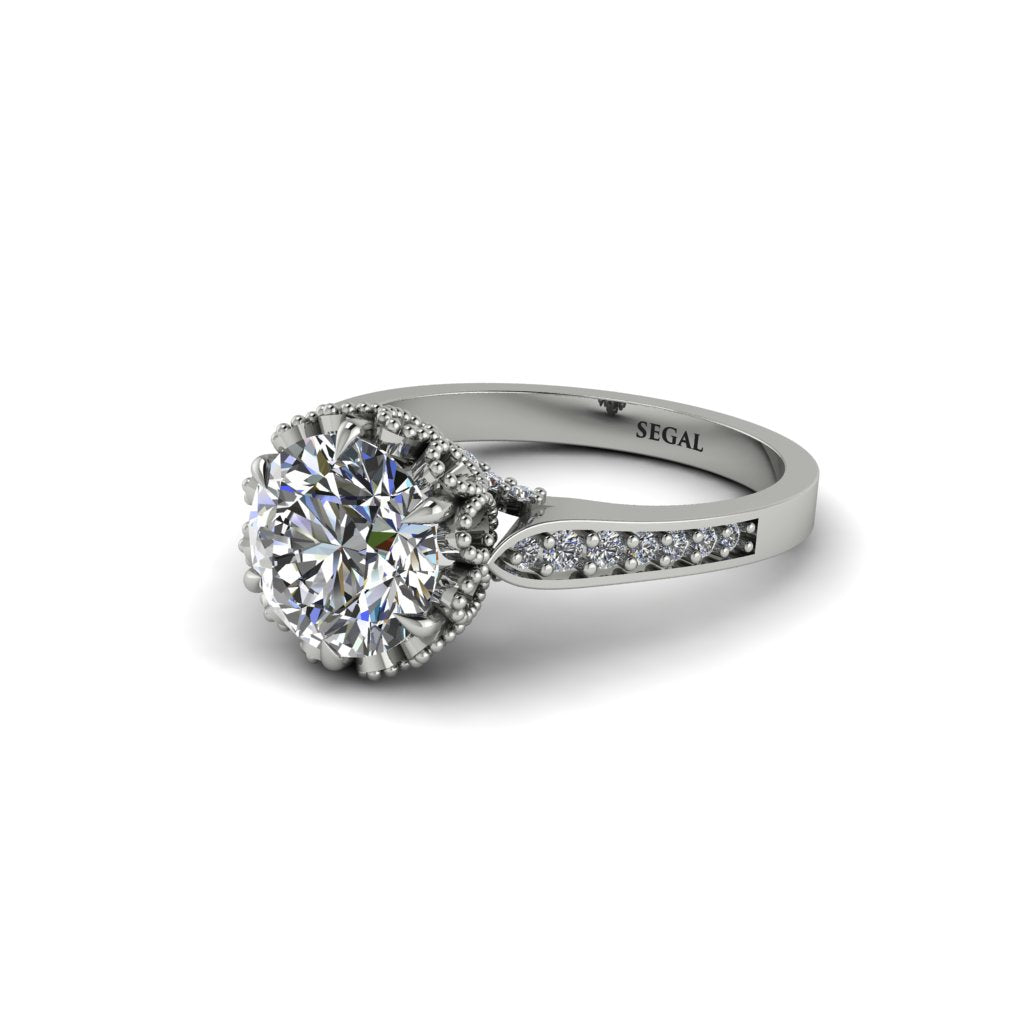 Diamond Milgrain Engagement Ring - Yara No. 3