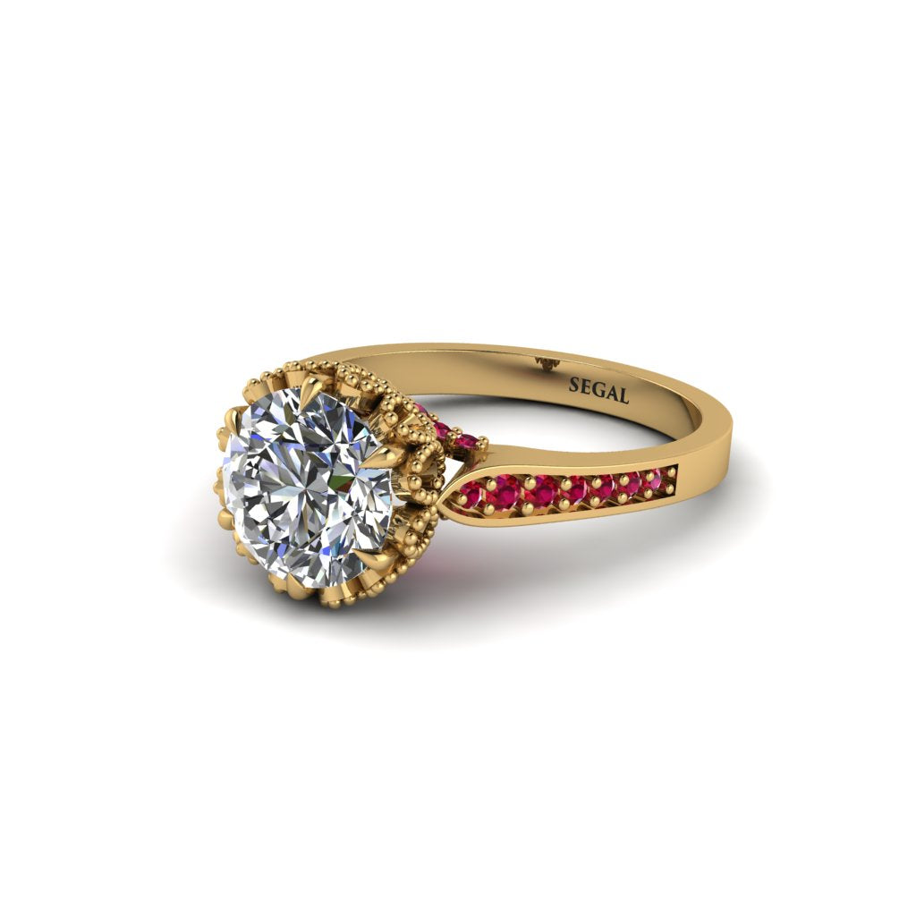Diamond Milgrain Engagement Ring - Yara No. 46
