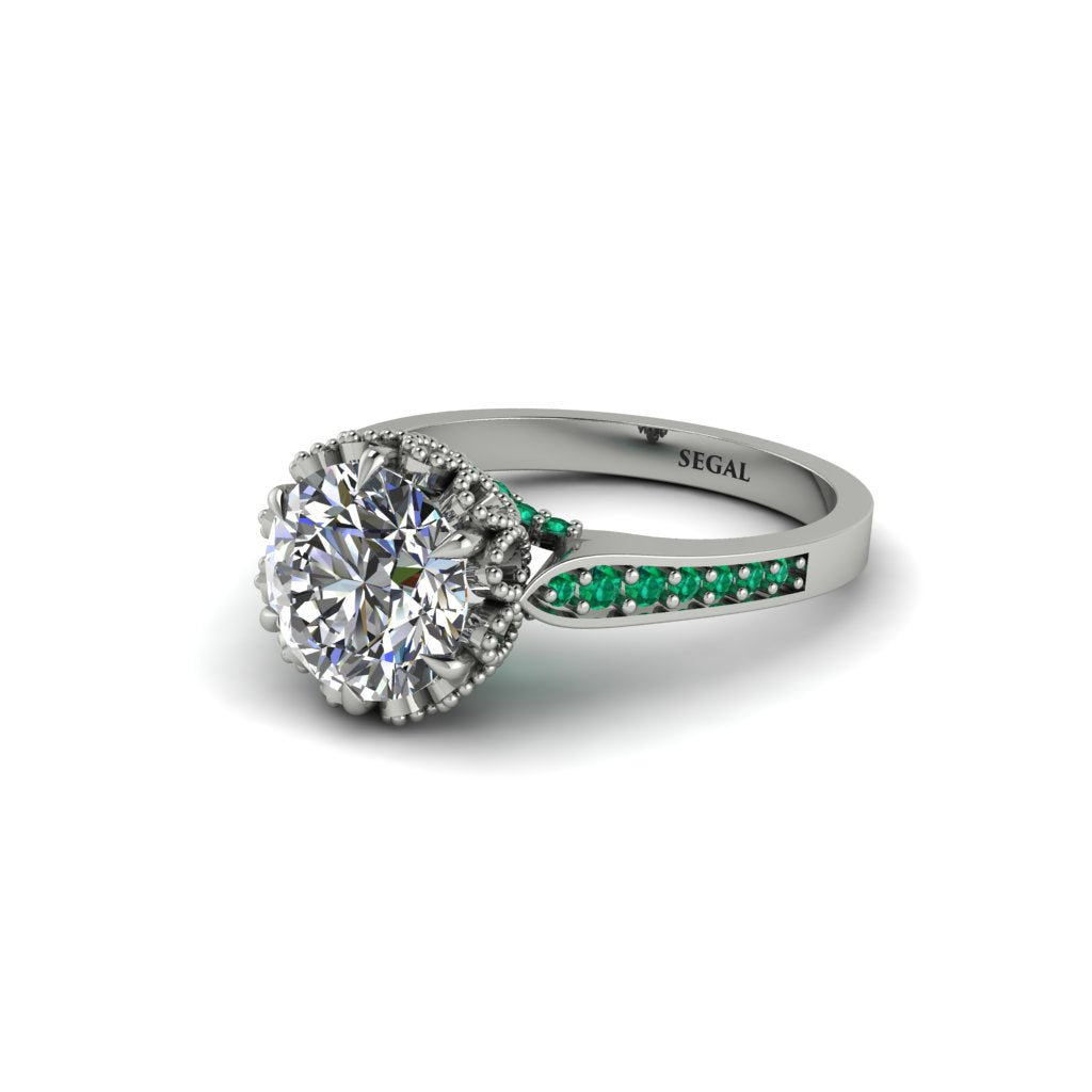 Diamond Milgrain Engagement Ring - Yara No. 18