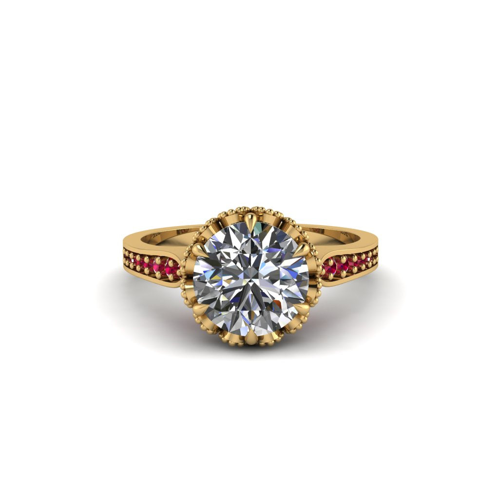 Diamond Milgrain Engagement Ring - Yara No. 46
