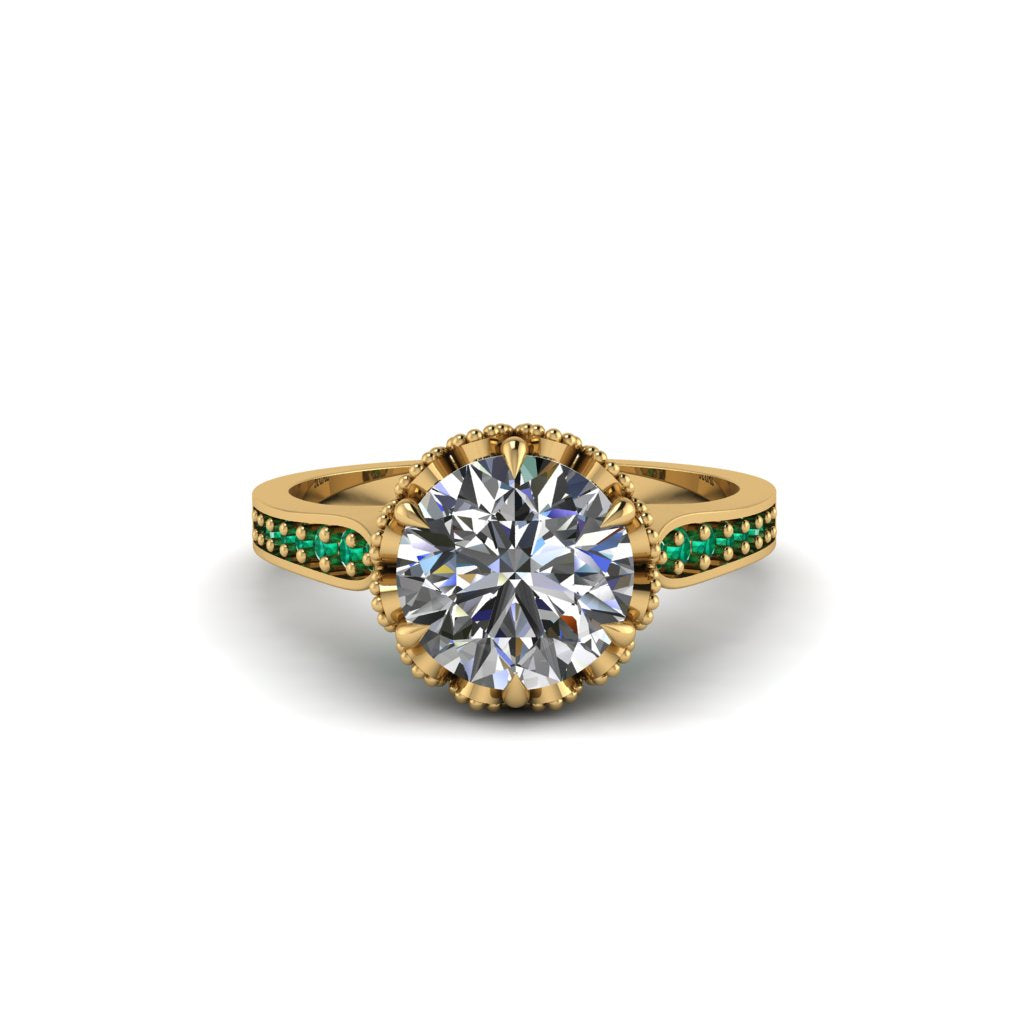 Diamond Milgrain Engagement Ring - Yara No. 16