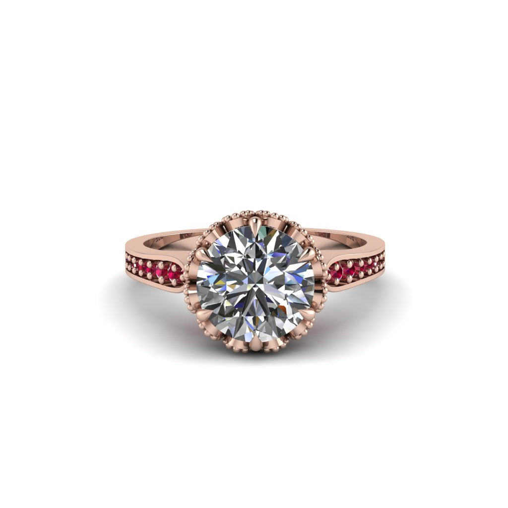Diamond Milgrain Engagement Ring - Yara No. 47
