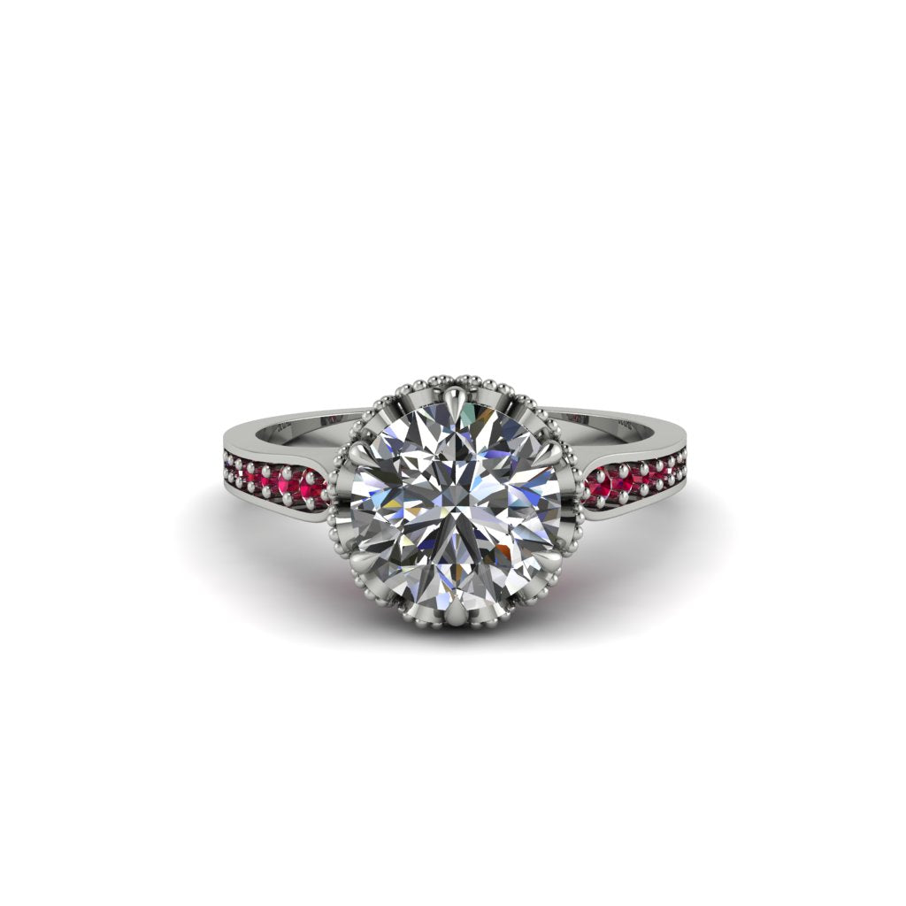 Diamond Milgrain Engagement Ring - Yara No. 48