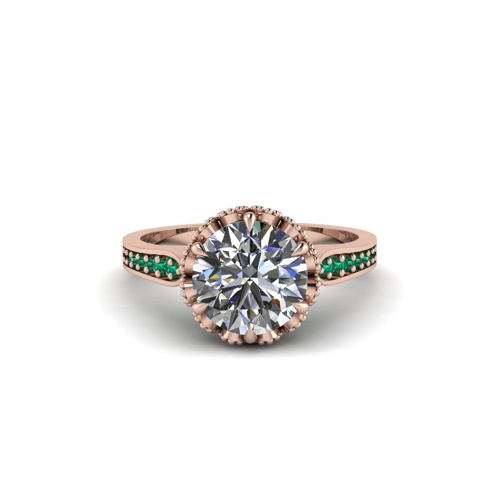 Diamond Milgrain Engagement Ring - Yara No. 17
