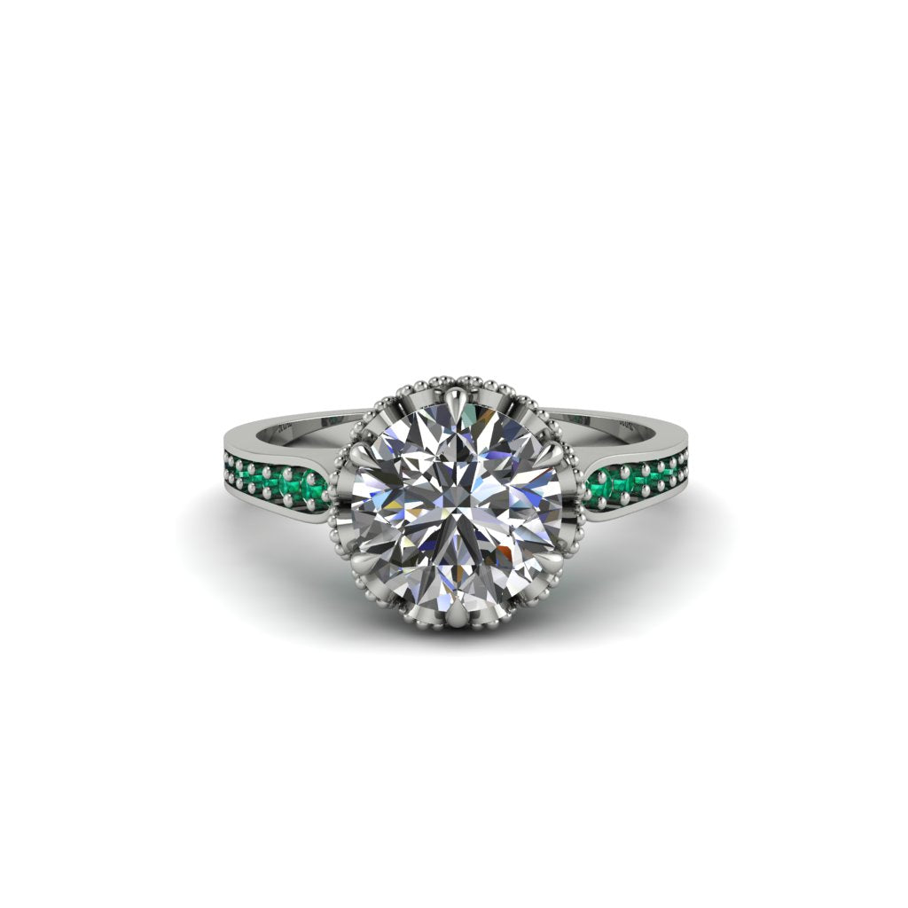 Diamond Milgrain Engagement Ring - Yara No. 18