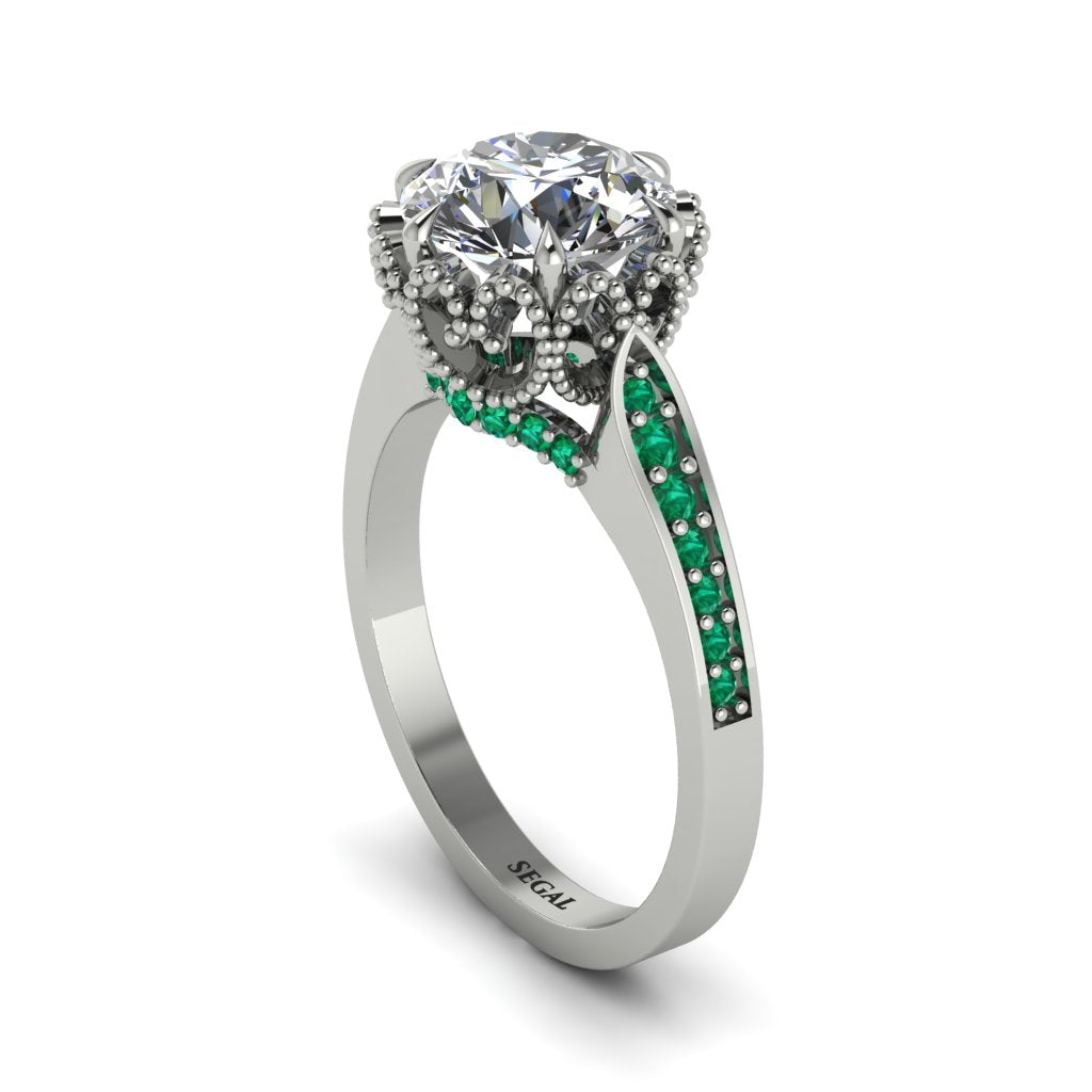 Diamond Milgrain Engagement Ring - Yara No. 18