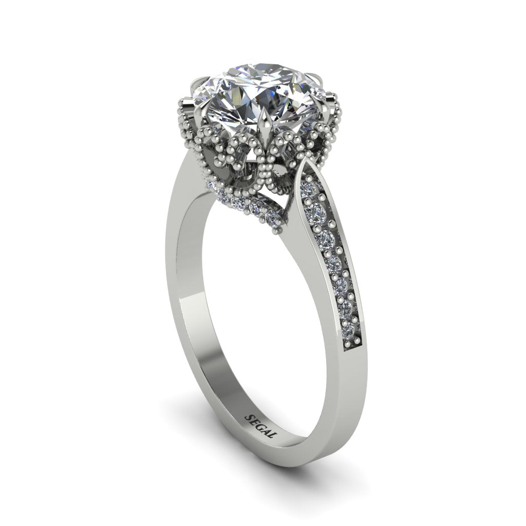 Diamond Milgrain Engagement Ring - Yara No. 3