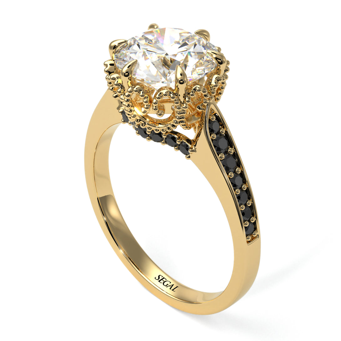 Diamond Milgrain Engagement Ring - Yara No. 31