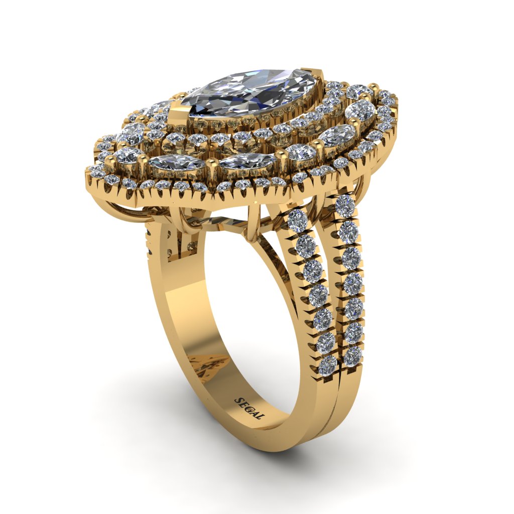 Diamond Three Layer Halo Marquise Ring - Destiny No. 1