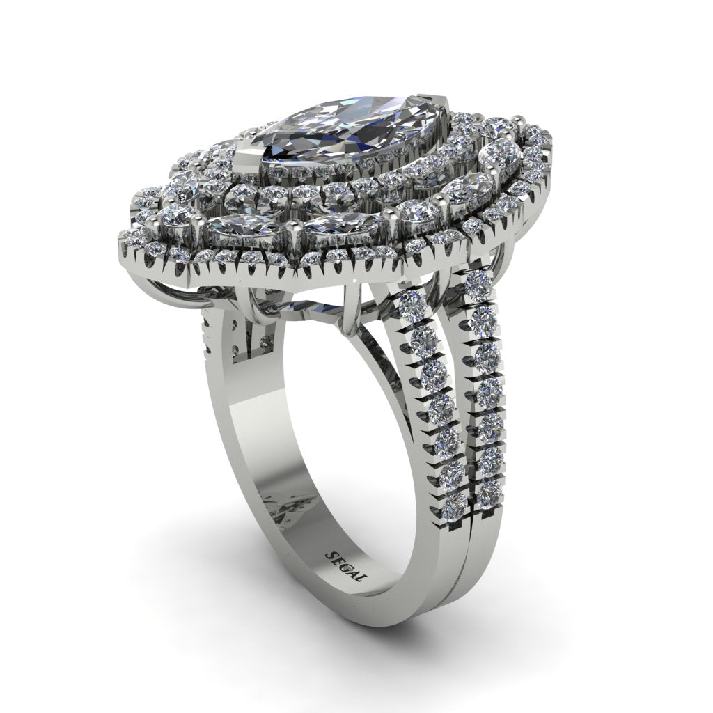 Diamond Three Layer Halo Marquise Ring - Destiny No. 3