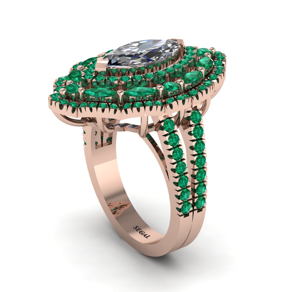 Diamond Three Layer Halo Marquise Ring - Destiny No. 17