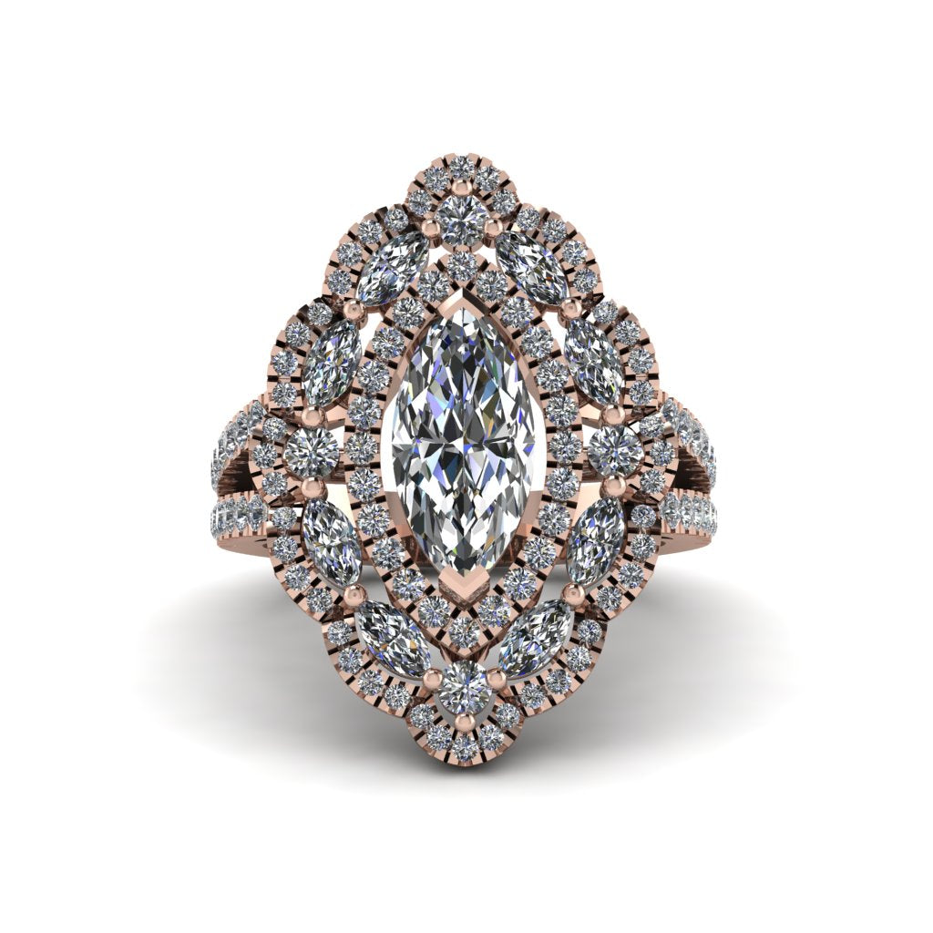 Diamond Three Layer Halo Marquise Ring - Destiny No. 2