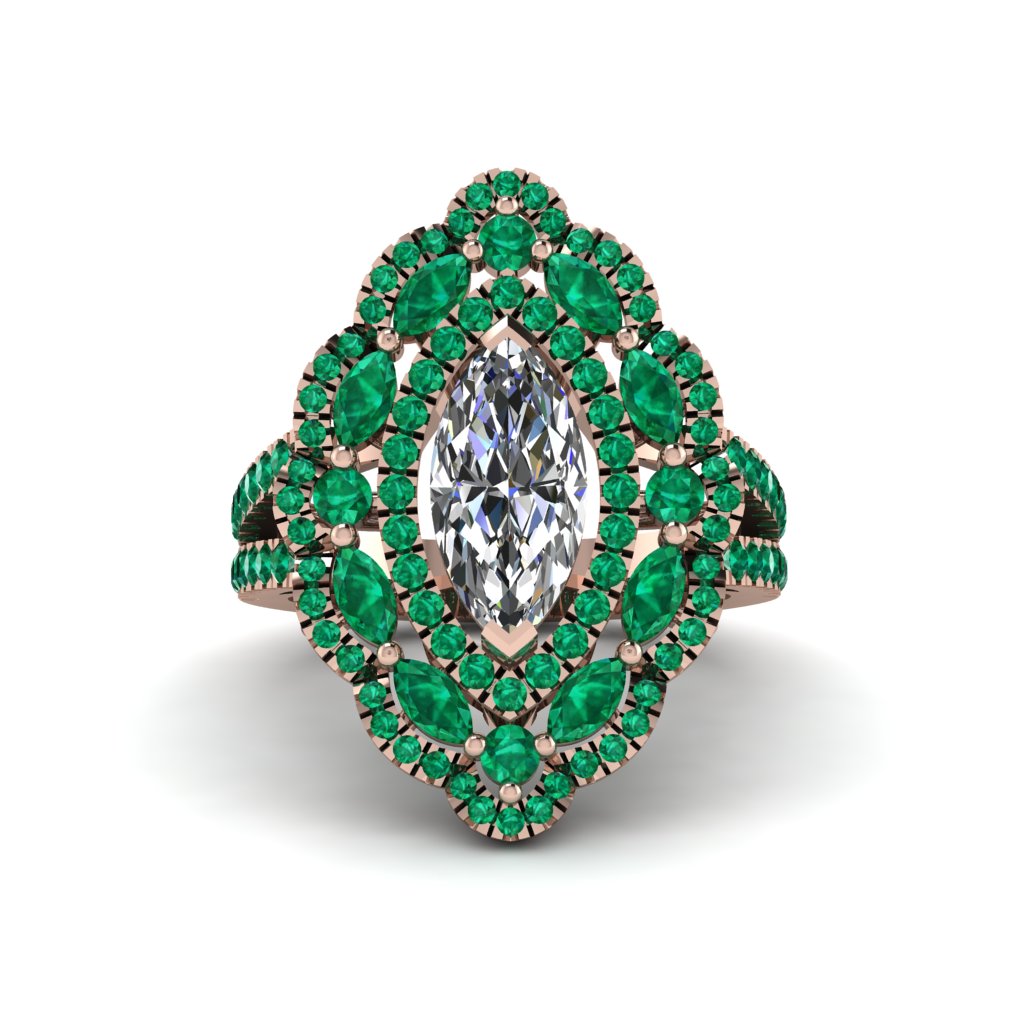 Diamond Three Layer Halo Marquise Ring - Destiny No. 17