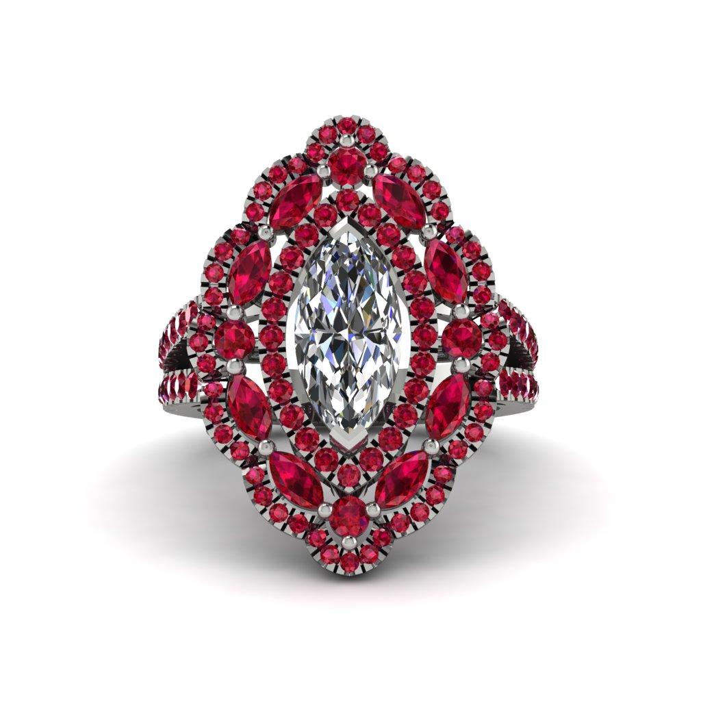 Diamond Three Layer Halo Marquise Ring - Destiny No. 48