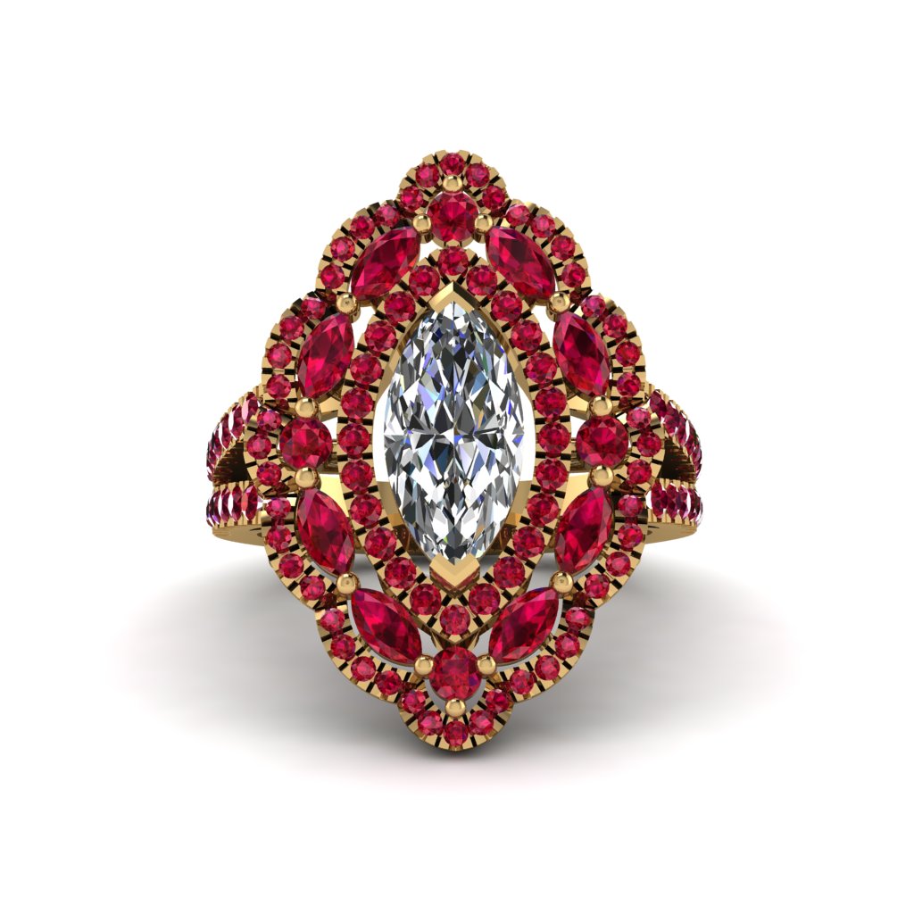 Diamond Three Layer Halo Marquise Ring - Destiny No. 46