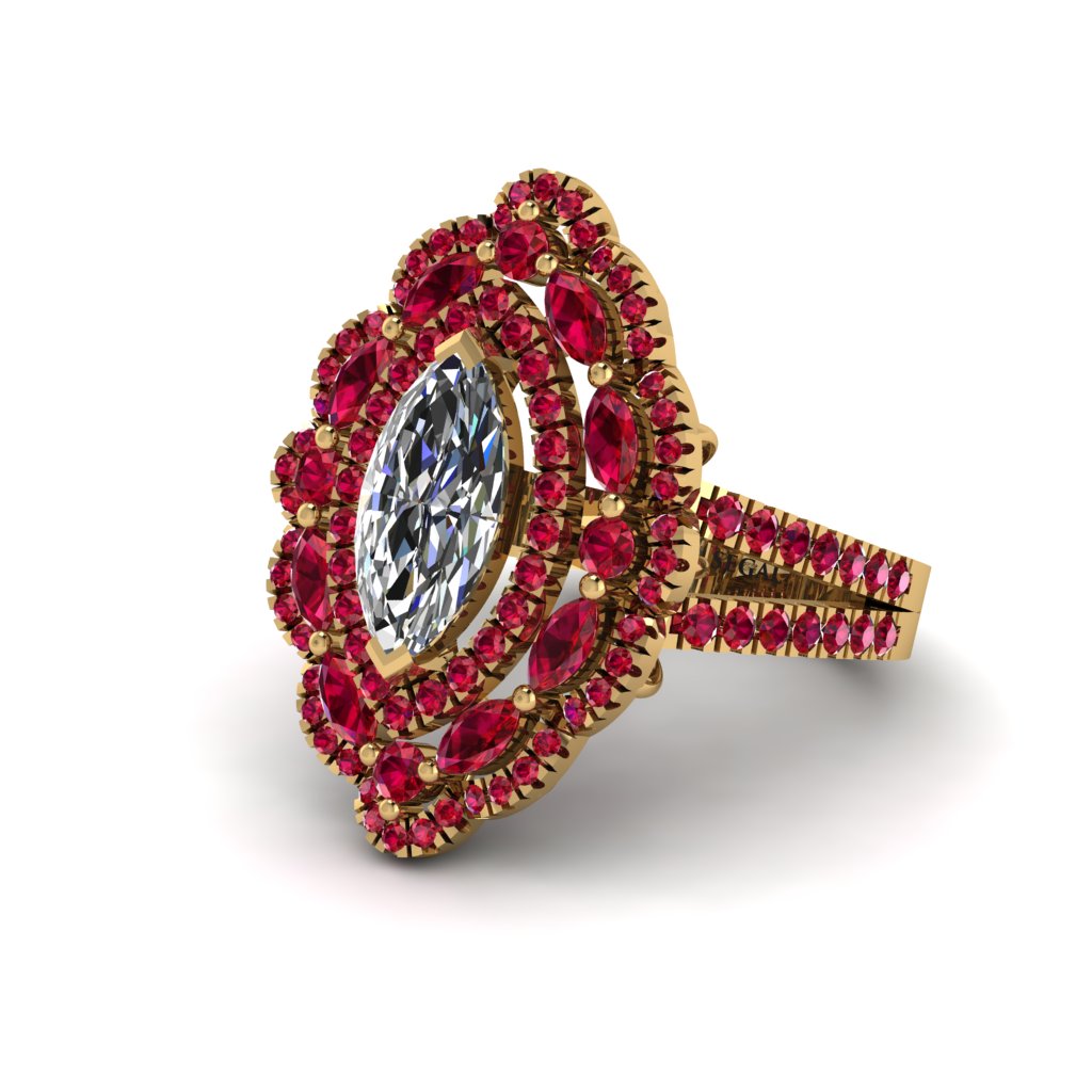 Diamond Three Layer Halo Marquise Ring - Destiny No. 46