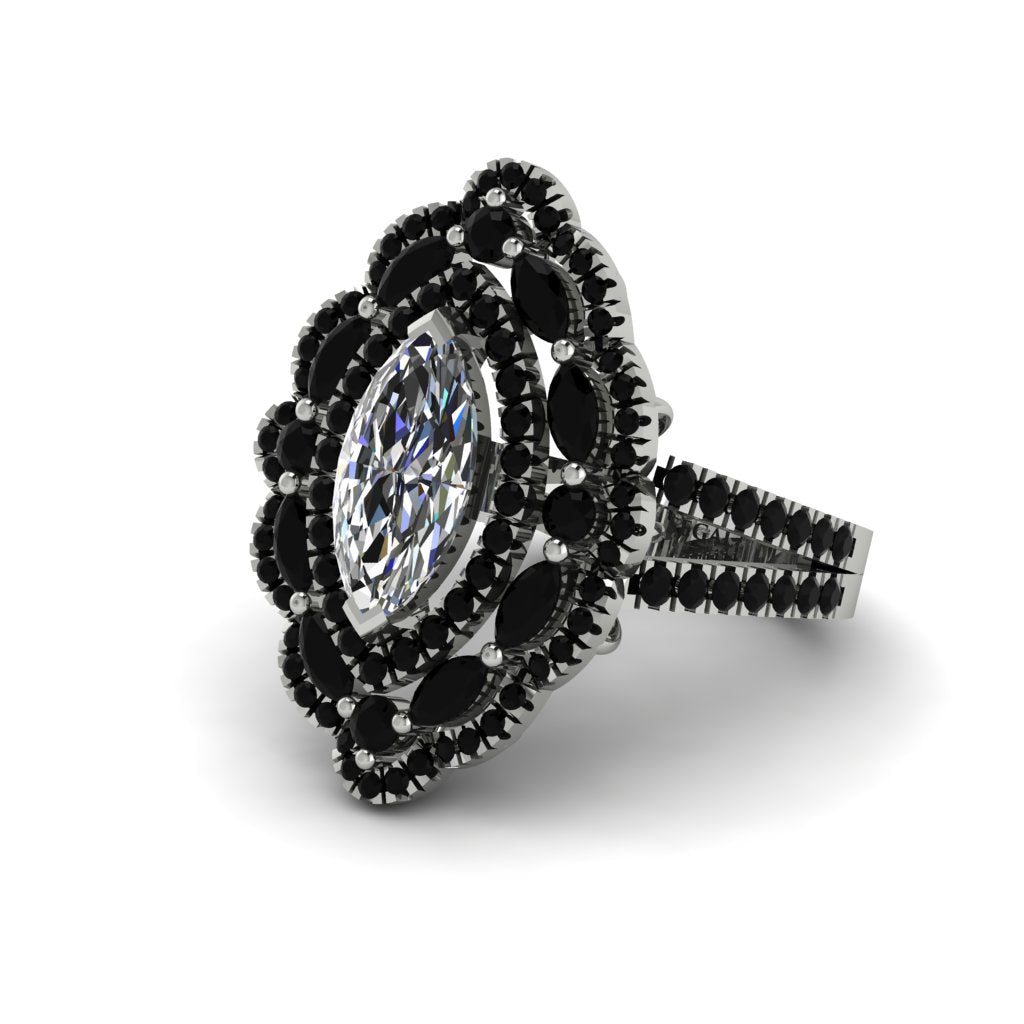Diamond Three Layer Halo Marquise Ring - Destiny No. 33