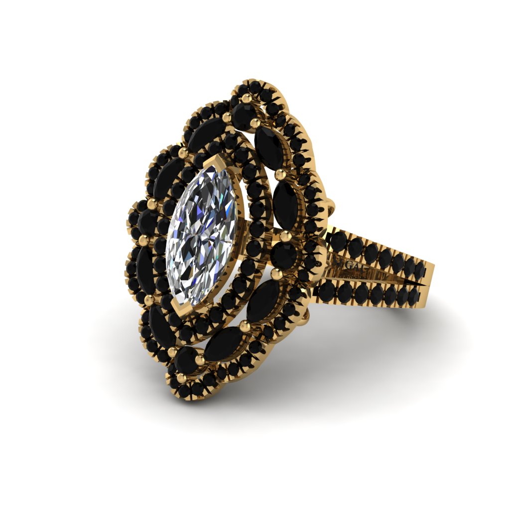Diamond Three Layer Halo Marquise Ring - Destiny No. 31