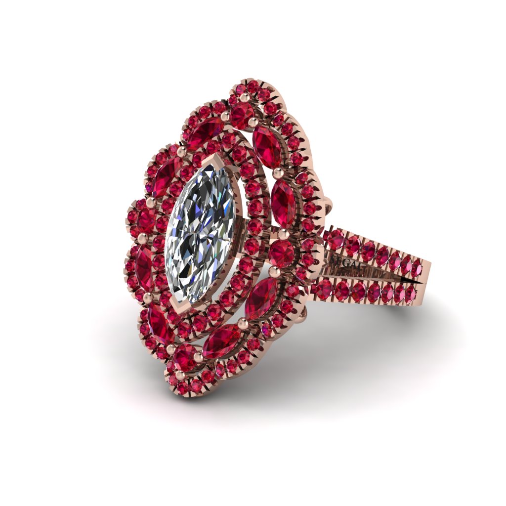 Diamond Three Layer Halo Marquise Ring - Destiny No. 47