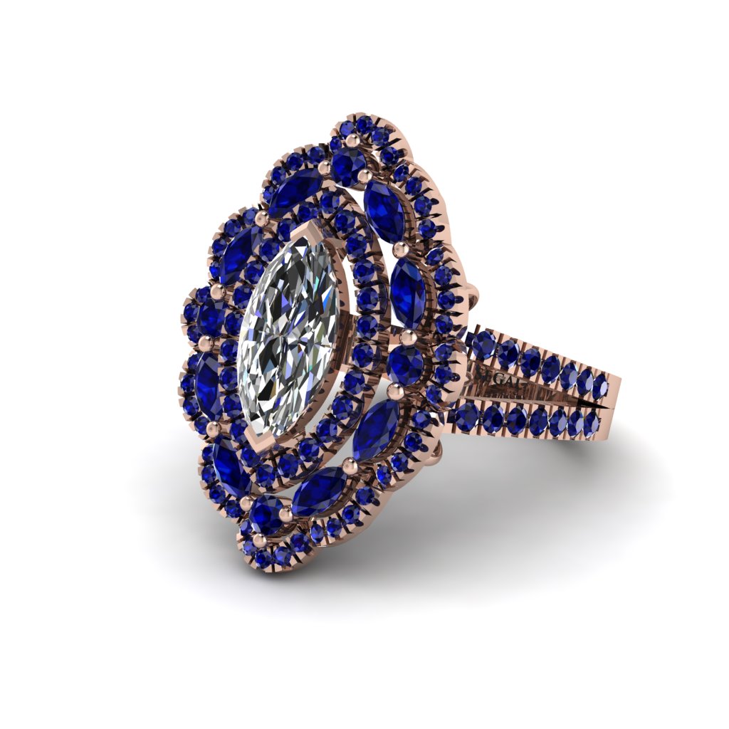 Diamond Three Layer Halo Marquise Ring - Destiny No. 62
