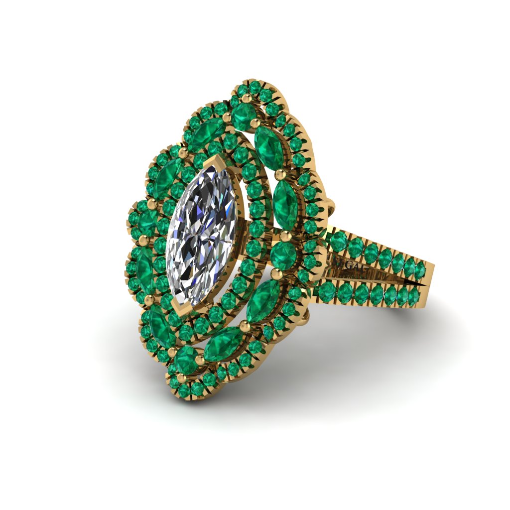 Diamond Three Layer Halo Marquise Ring - Destiny No. 16