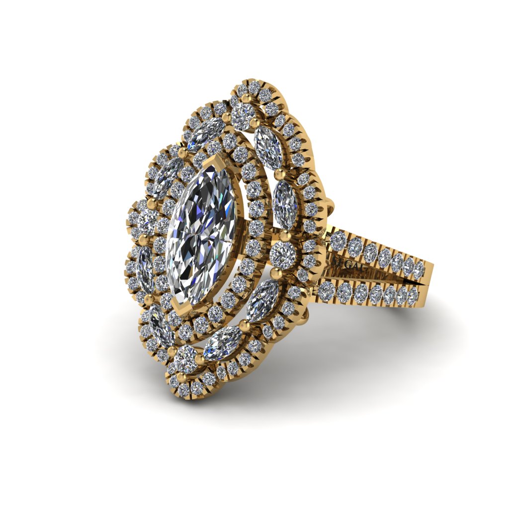 Diamond Three Layer Halo Marquise Ring - Destiny No. 1