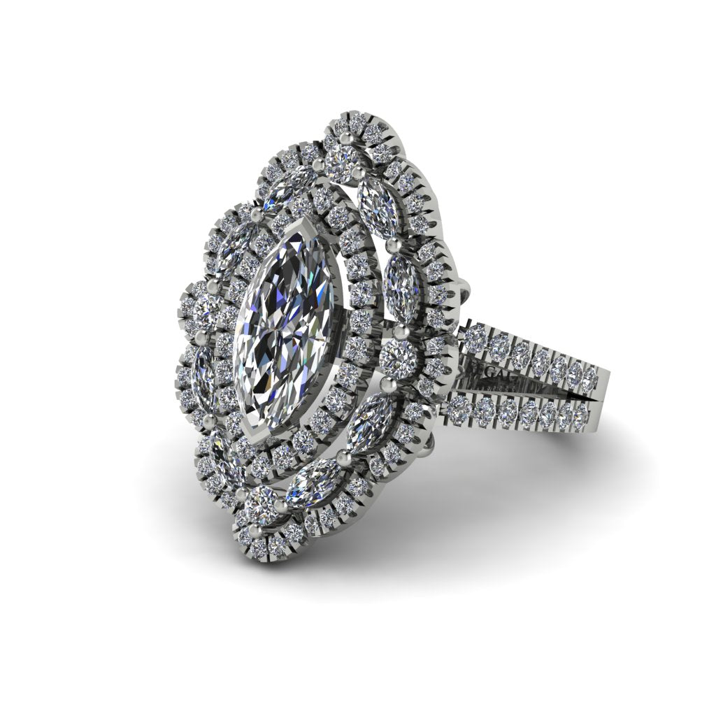 Diamond Three Layer Halo Marquise Ring - Destiny No. 3