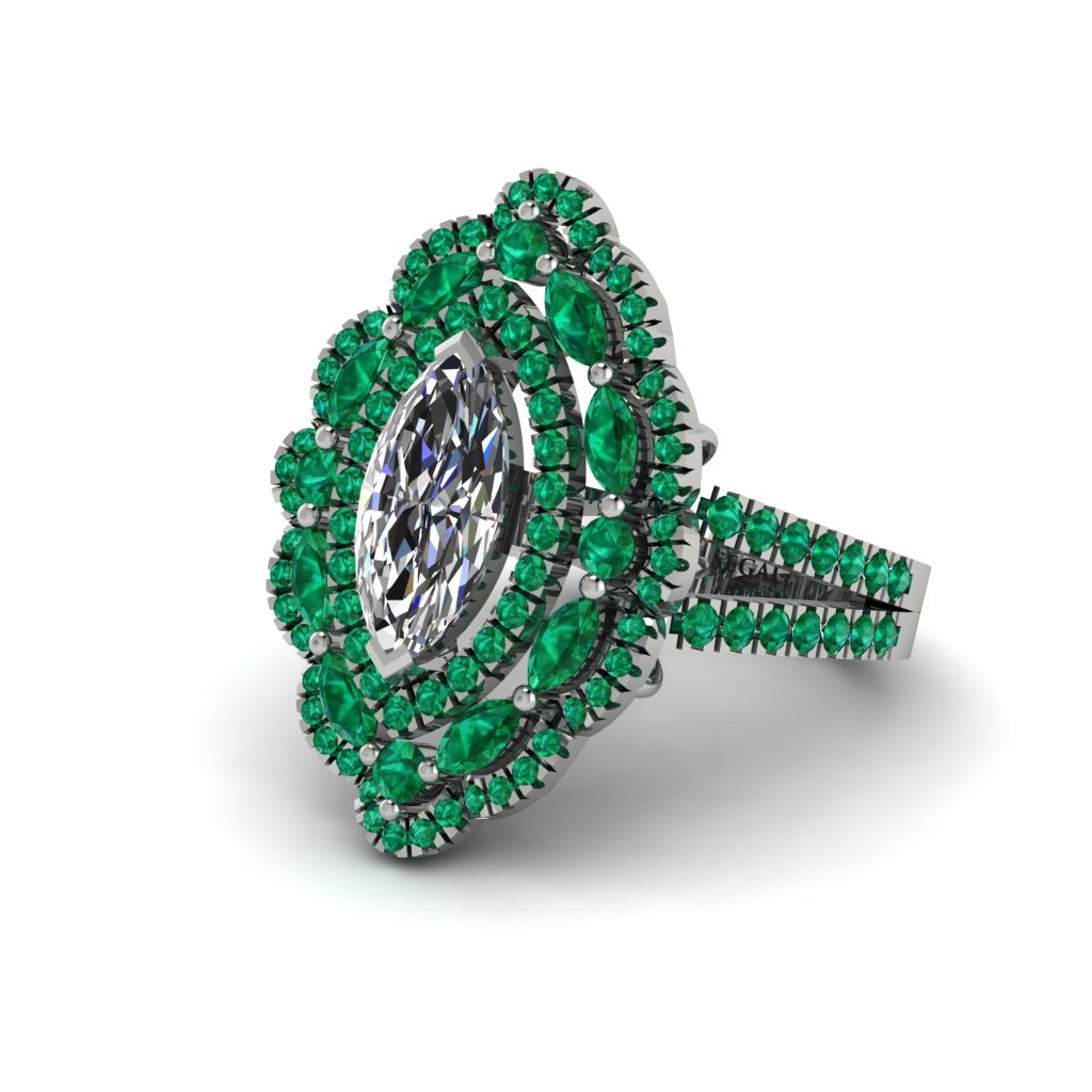 Diamond Three Layer Halo Marquise Ring - Destiny No. 18