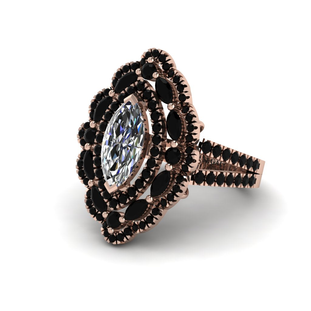 Diamond Three Layer Halo Marquise Ring - Destiny No. 32