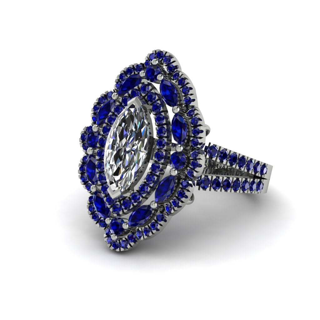 Diamond Three Layer Halo Marquise Ring - Destiny No. 63