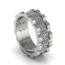 Diamond Wavy Gold Men's Wedding Ring - Joshua No. 3 image 1