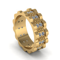 Diamond Wavy Gold Men's Wedding Ring - Joshua No. 1 image 1