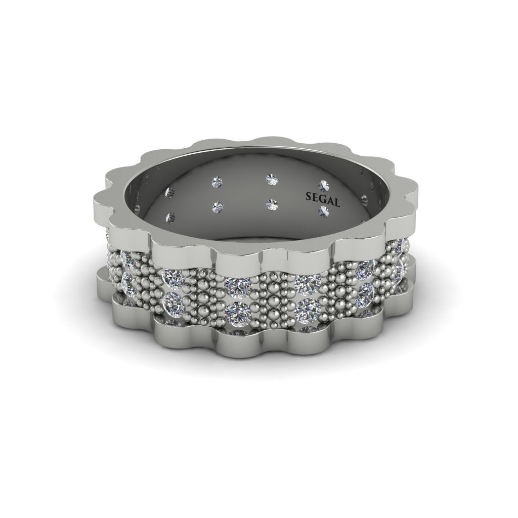 Diamond Wavy Gold Men's Wedding Ring - Joshua No. 3