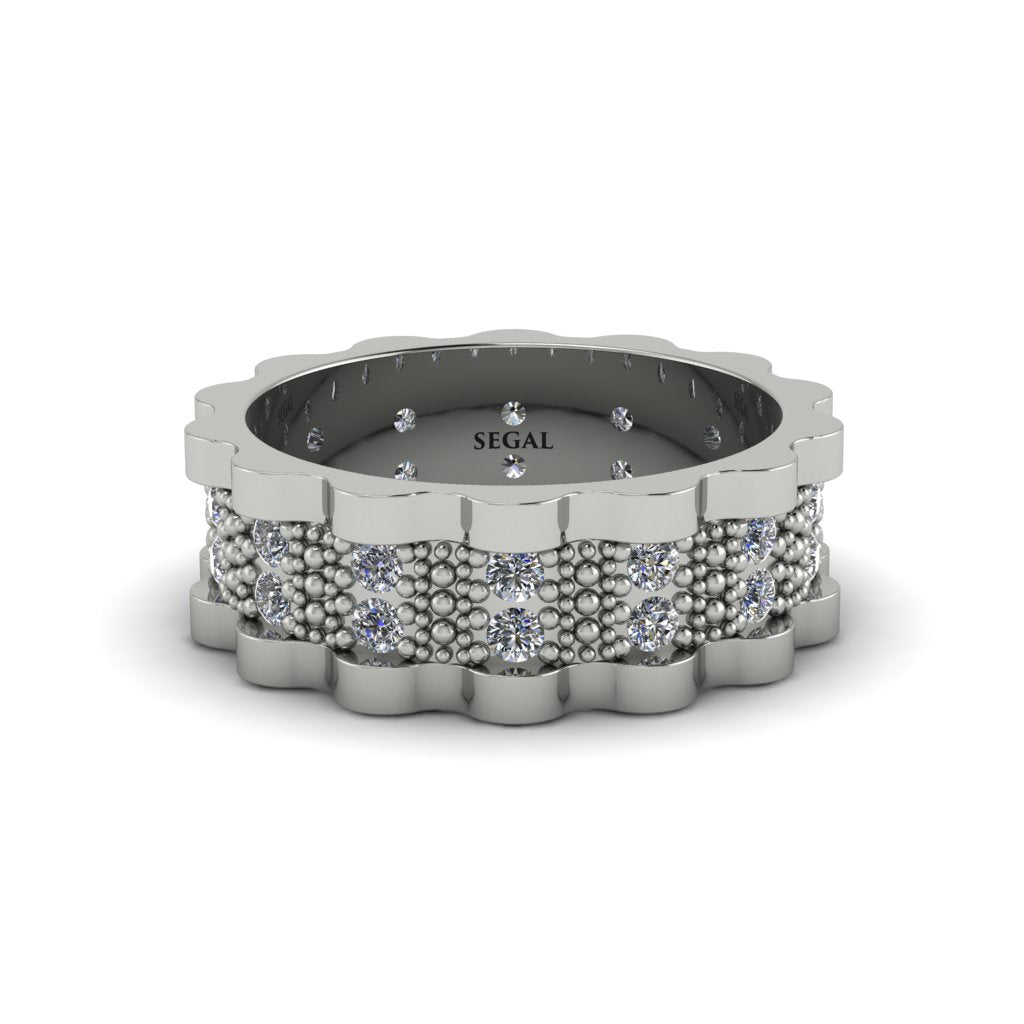Diamond Wavy Gold Men's Wedding Ring - Joshua No. 3
