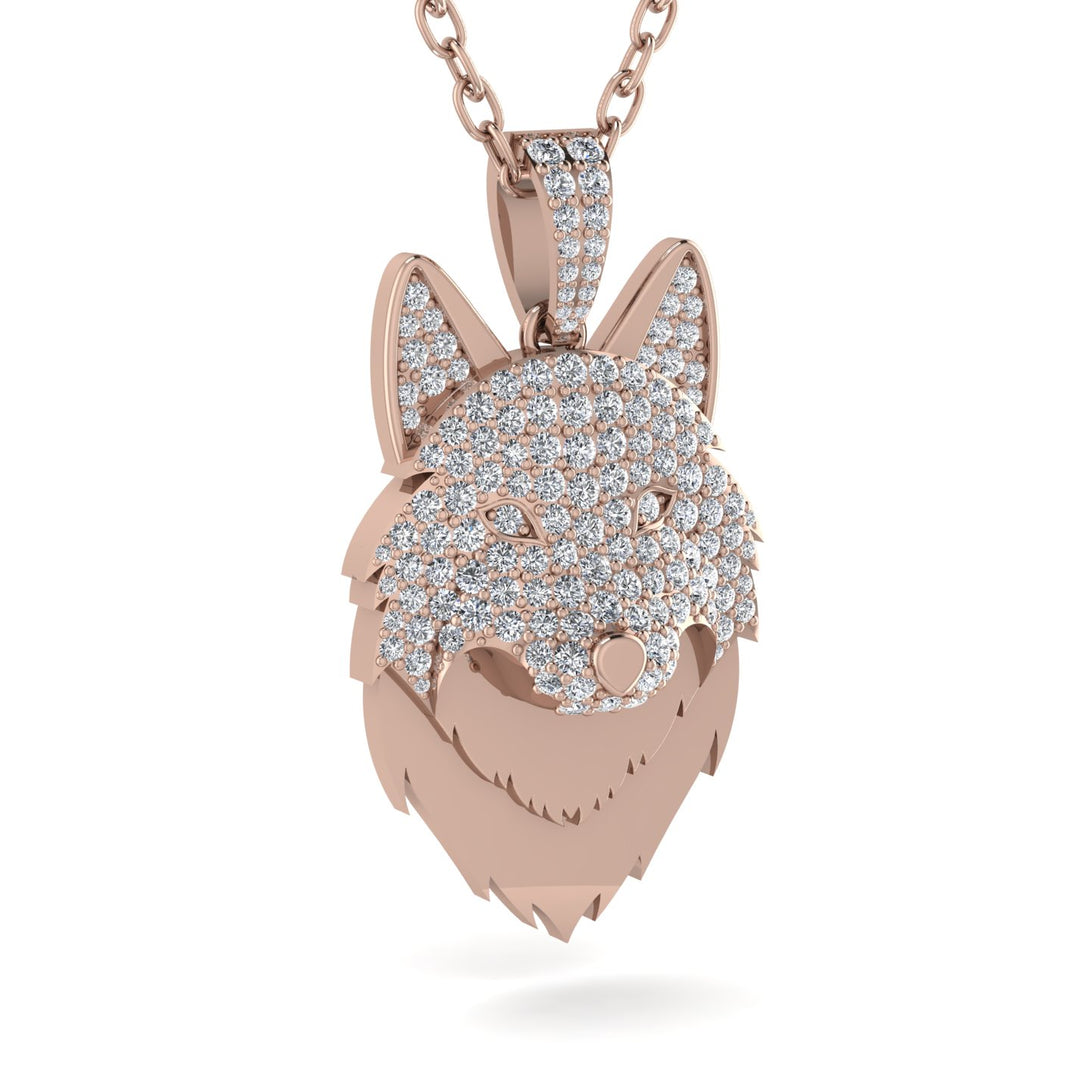 Diamond Wolf Spirit Pendant - Gabriel No. 2